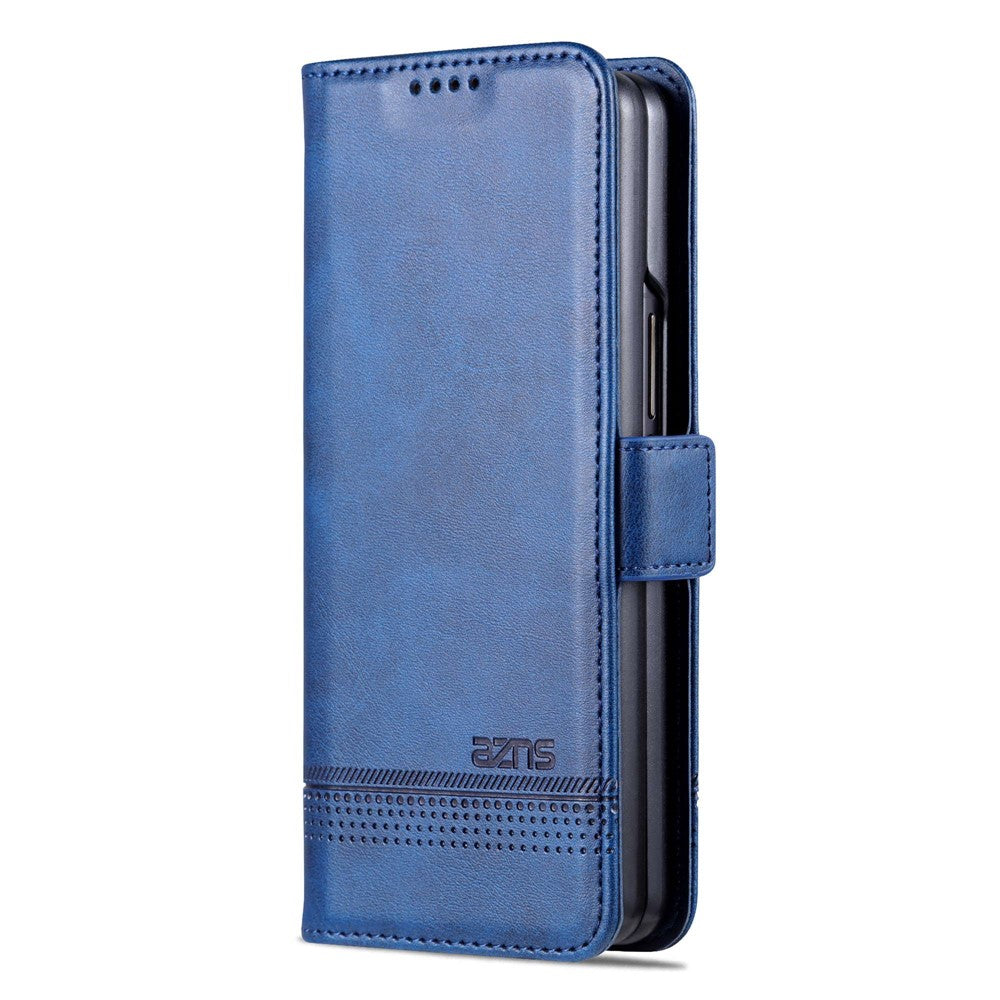 AZNS For Samsung Galaxy Z Fold4 5G Cowhide Texture PU Leather Wallet Cover Dual Magnetic Clasp Phone Case