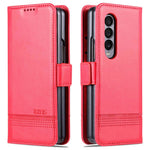 AZNS For Samsung Galaxy Z Fold4 5G Cowhide Texture PU Leather Wallet Cover Dual Magnetic Clasp Phone Case