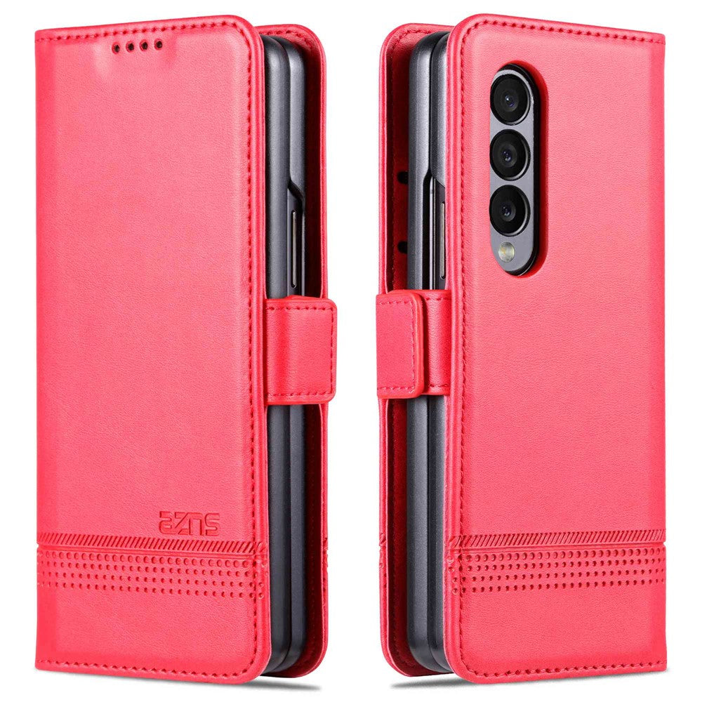 AZNS For Samsung Galaxy Z Fold4 5G Cowhide Texture PU Leather Wallet Cover Dual Magnetic Clasp Phone Case