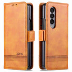AZNS For Samsung Galaxy Z Fold4 5G Cowhide Texture PU Leather Wallet Cover Dual Magnetic Clasp Phone Case