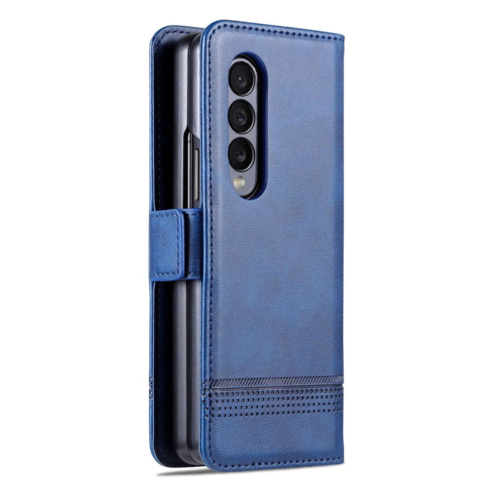 AZNS För Samsung Galaxy Z Fold3 5G Plånboksfodral med kohudstruktur, PU-läder, fullt skydd, dubbelt magnetiskt spänne