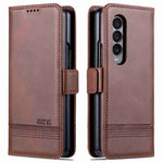 AZNS För Samsung Galaxy Z Fold3 5G Plånboksfodral med kohudstruktur, PU-läder, fullt skydd, dubbelt magnetiskt spänne