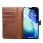 QIALINO For iPhone 17 Pro Max Detachable Wallet Case Compatible with MagSafe Genuine Cow Leather Phone Cover