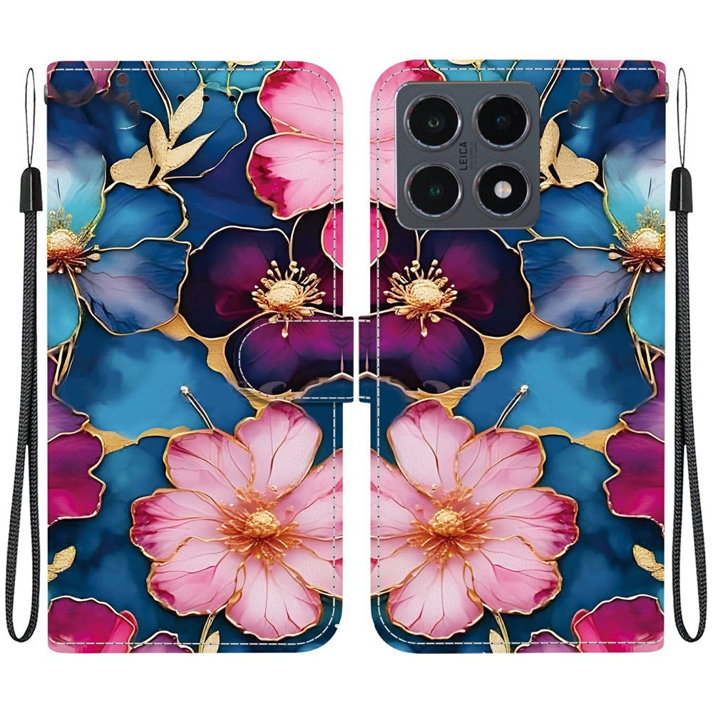 For Xiaomi 15T Wallet Case Pattern Printing Leather Stand Phone Cover with Strap
