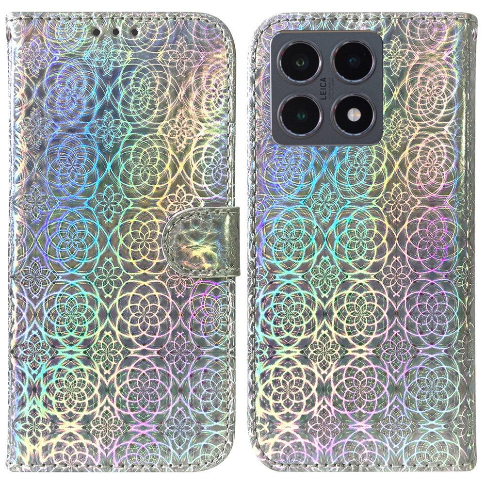 For Xiaomi 15T Stand Case Dazzling Flower Leather Phone Cover with Wrist Strap