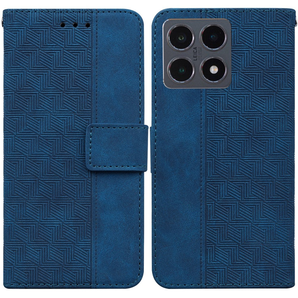 For Xiaomi 15T Case Geometry Pattern Leather Wallet Phone Cover with Wrist Strap