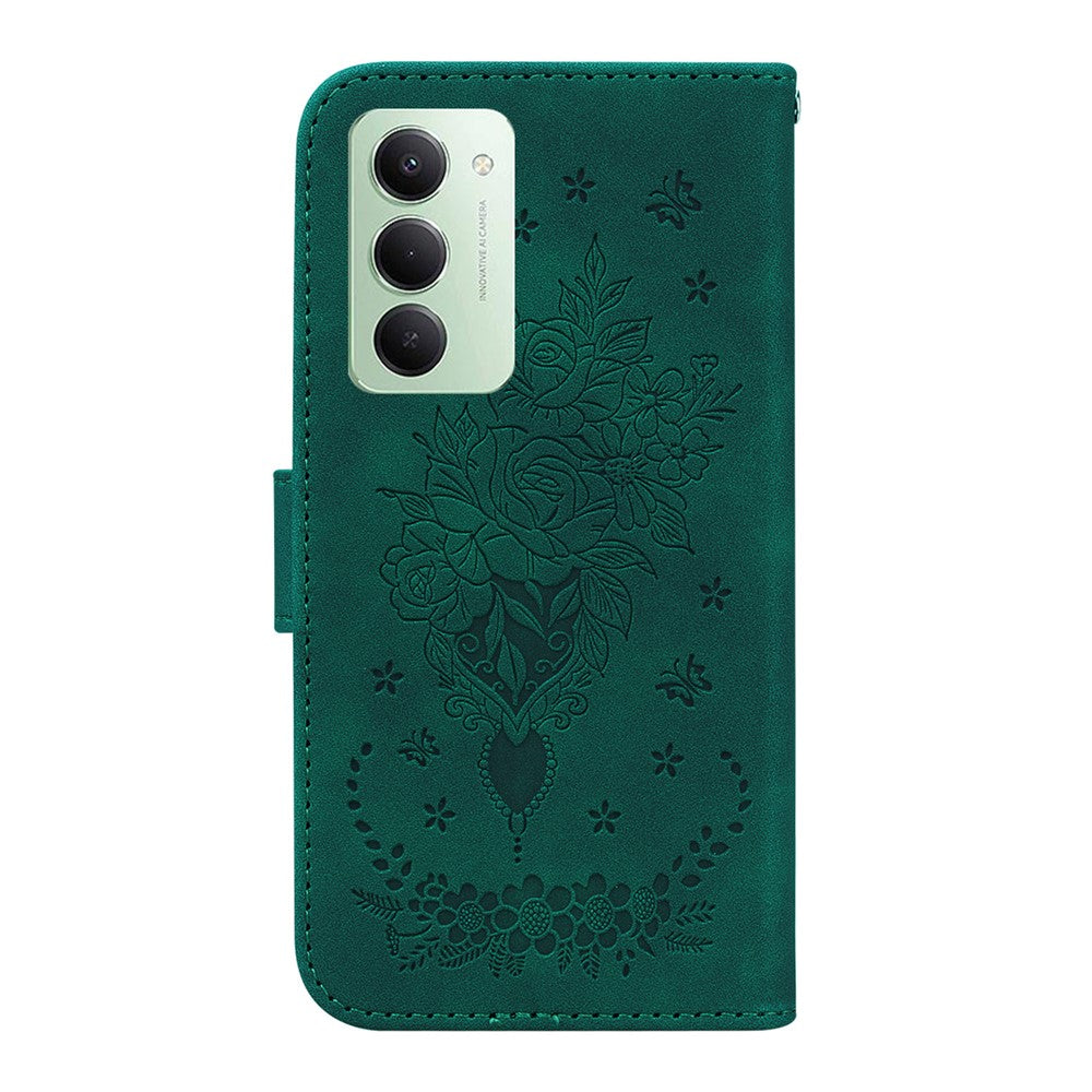 Xiaomi Redmi 15 4G (EU) (171mm) Fodral Fjärilsblomma Avtryck PU-läder Plånboksfodral med Rem