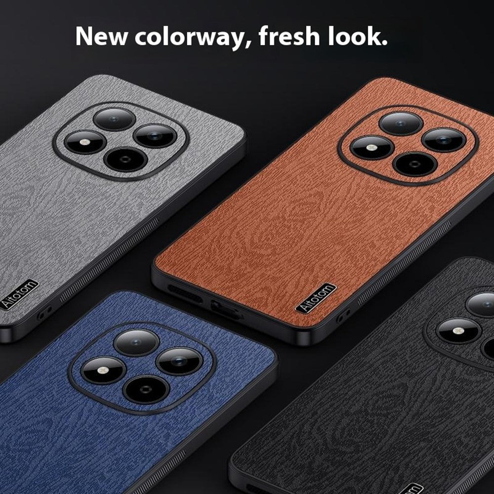 For Xiaomi Redmi Note 15 Pro 5G (Global) Case Wood Texture PU Leather Coated PC TPU Phone Cover