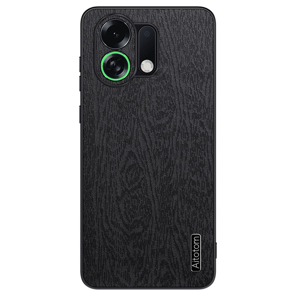 Oppo K13 Turbo Pro 5G-skal i trästruktur, PU-läder, belagt PC TPU-mobilskal