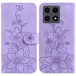 Xiaomi 15T Stativfodral Lily Flower Imprint Lädermobilfodral med Handledsrem