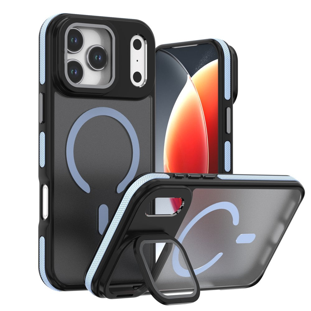 For iPhone 18 Pro / 17 Pro Magnetic Case Skin-Touch TPU Acrylic Phone Back Cover with Lens Protector Kickstand