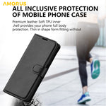 AMORUS For iPhone 15 Pro Wallet Case Litchi Texture Shockproof Leather Flip Stand Phone Cover