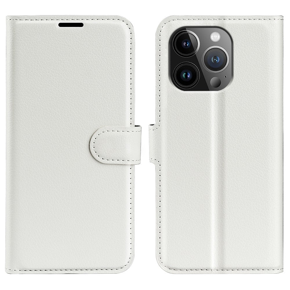 AMORUS For iPhone 15 Pro Wallet Case Litchi Texture Shockproof Leather Flip Stand Phone Cover