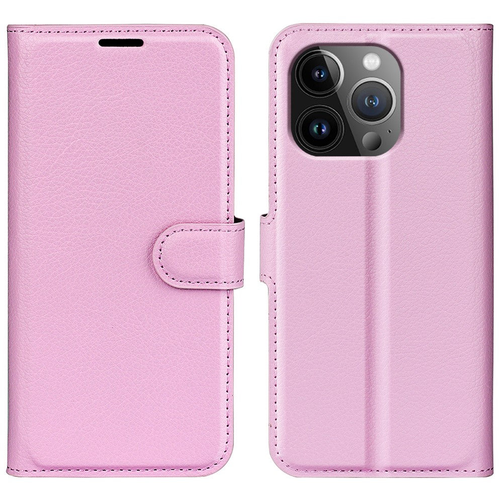 AMORUS For iPhone 15 Pro Wallet Case Litchi Texture Shockproof Leather Flip Stand Phone Cover