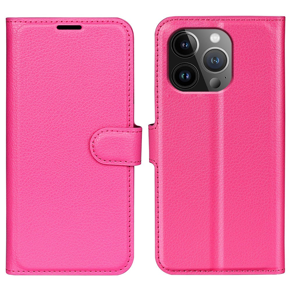 AMORUS For iPhone 15 Pro Wallet Case Litchi Texture Shockproof Leather Flip Stand Phone Cover
