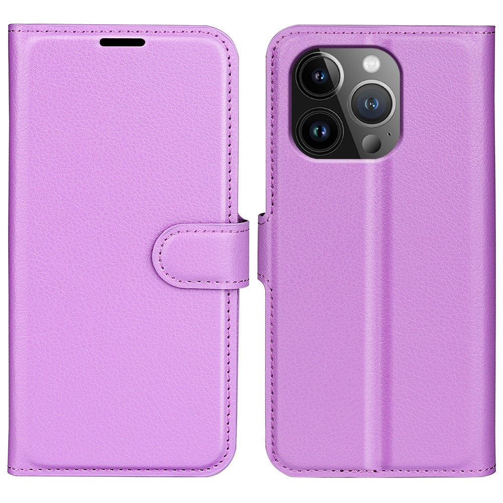 AMORUS For iPhone 15 Pro Wallet Case Litchi Texture Shockproof Leather Flip Stand Phone Cover