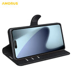 AMORUS For iPhone 17 Wallet Case Litchi Texture Shockproof Leather Flip Stand Phone Cover