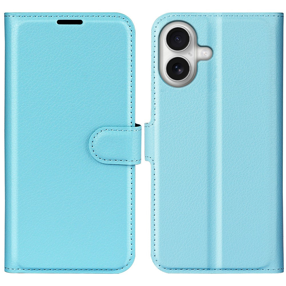 AMORUS Plånboksfodral för iPhone 17 - Litchitexturerat stötsäkert läder - Flipfodral med stativ
