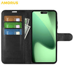 AMORUS For iPhone 18 Pro / 17 Pro Wallet Case Litchi Texture Shockproof Leather Flip Stand Phone Cover