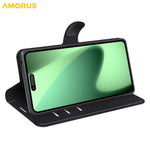 AMORUS For iPhone 18 Pro / 17 Pro Wallet Case Litchi Texture Shockproof Leather Flip Stand Phone Cover