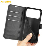 AMORUS For iPhone 18 Pro / 17 Pro Wallet Case Litchi Texture Shockproof Leather Flip Stand Phone Cover
