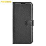 AMORUS For iPhone 18 Pro / 17 Pro Wallet Case Litchi Texture Shockproof Leather Flip Stand Phone Cover