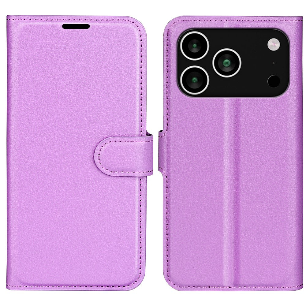 AMORUS For iPhone 18 Pro / 17 Pro Wallet Case Litchi Texture Shockproof Leather Flip Stand Phone Cover
