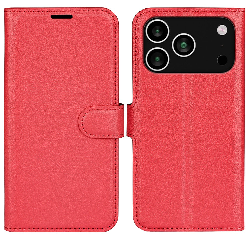 AMORUS Til iPhone 18 Pro Max / 17 Pro Max Pung Etui Litchi Tekstur Stødsikkert Læder Flip Stand Telefon Cover