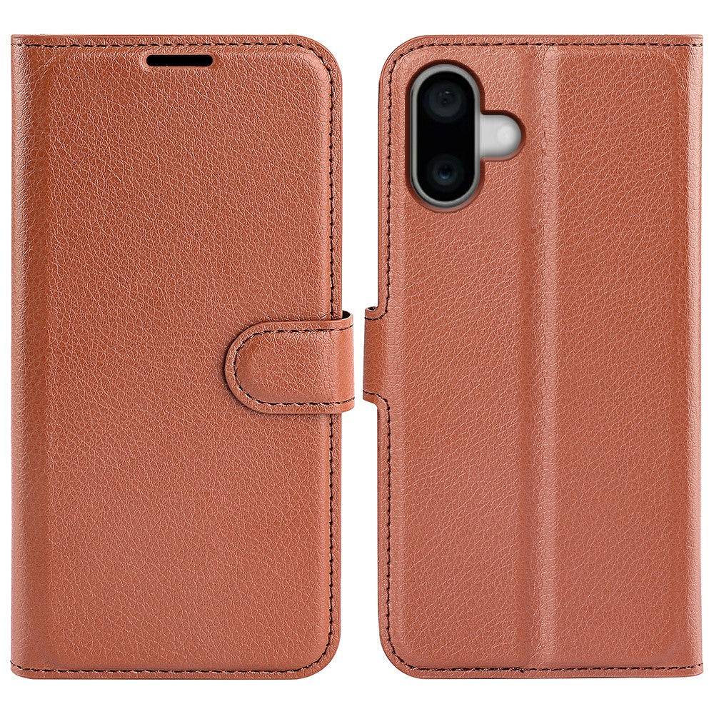 AMORUS för iPhone 16 Plånboksfodral Litchi Textur Stötsäkert Flip-fodral i Läder med Stöd