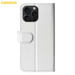 AMORUS For iPhone 16 Pro Wallet Case Litchi Texture Shockproof Leather Flip Stand Phone Cover