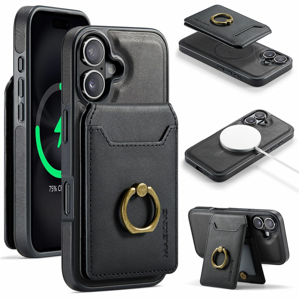 MAGKING K1 Series For iPhone 17 Magnetic Case PC + TPU + PU Phone Cover with Card Holder