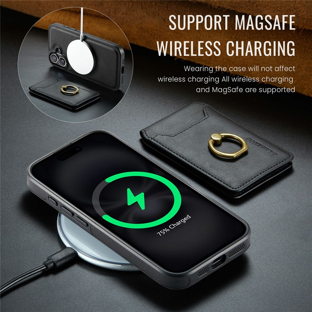MAGKING K1 Series For iPhone 17 Magnetic Case PC + TPU + PU Phone Cover with Card Holder