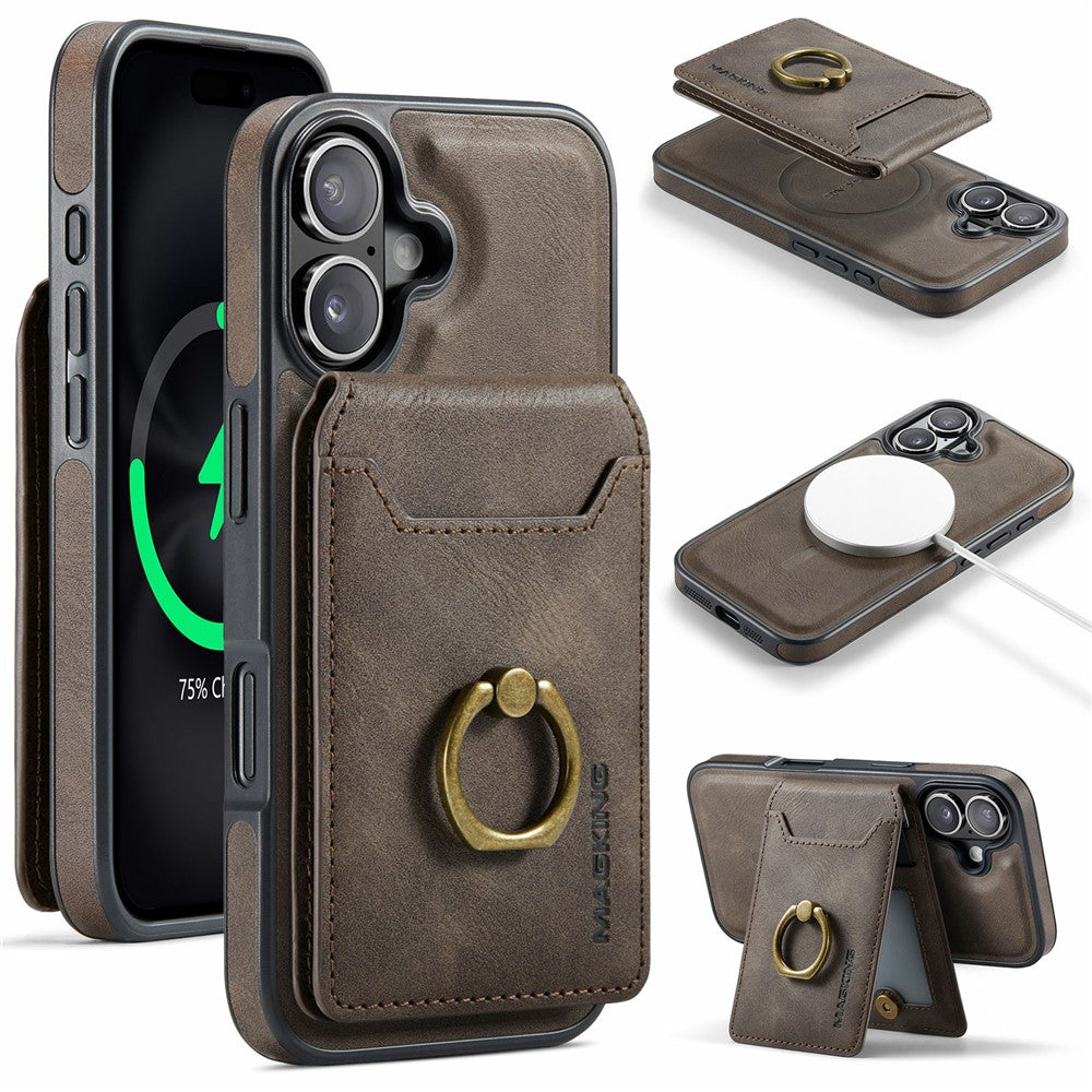 MAGKING K1 Series For iPhone 17 Magnetic Case PC + TPU + PU Phone Cover with Card Holder