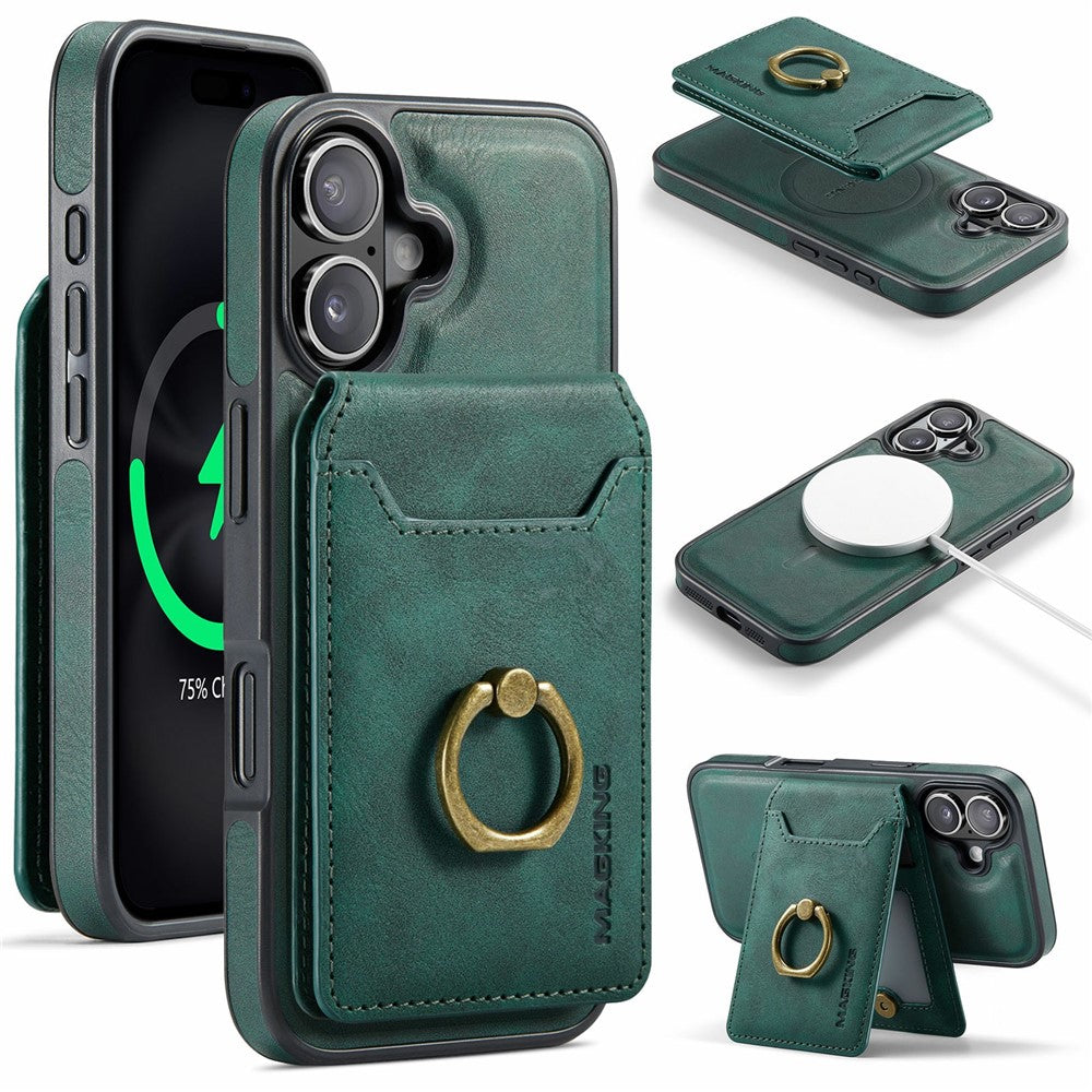 MAGKING K1 Series For iPhone 17 Magnetic Case PC + TPU + PU Phone Cover with Card Holder