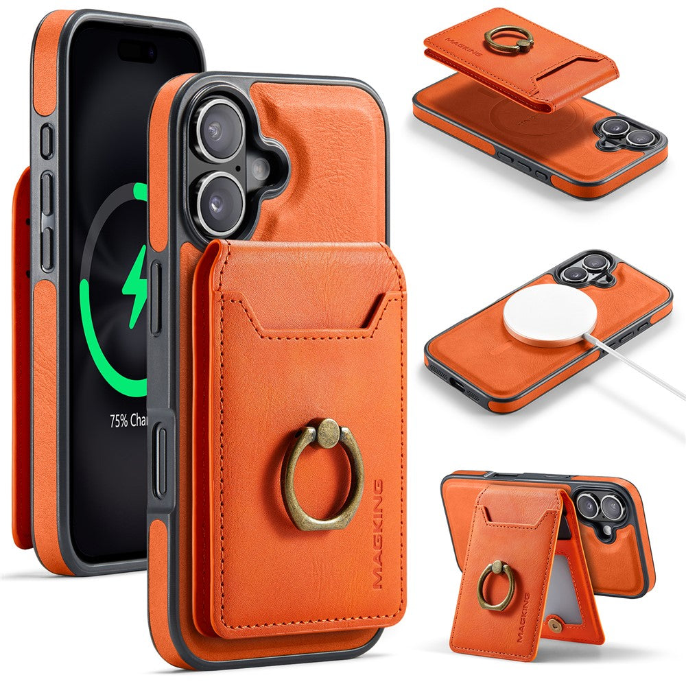MAGKING K1 Series For iPhone 17 Magnetic Case PC + TPU + PU Phone Cover with Card Holder