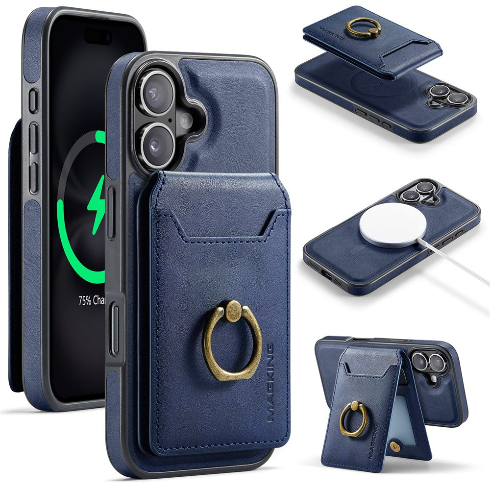 MAGKING K1 Series For iPhone 17 Magnetic Case PC + TPU + PU Phone Cover with Card Holder