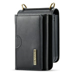 DG.MING M6 Series For Samsung Galaxy Z Flip7 5G Foldable Case PU + PC Phone Cover with Wallet  /  Shoulder Strap