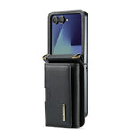DG.MING M6 Series For Samsung Galaxy Z Flip7 5G Foldable Case PU + PC Phone Cover with Wallet  /  Shoulder Strap