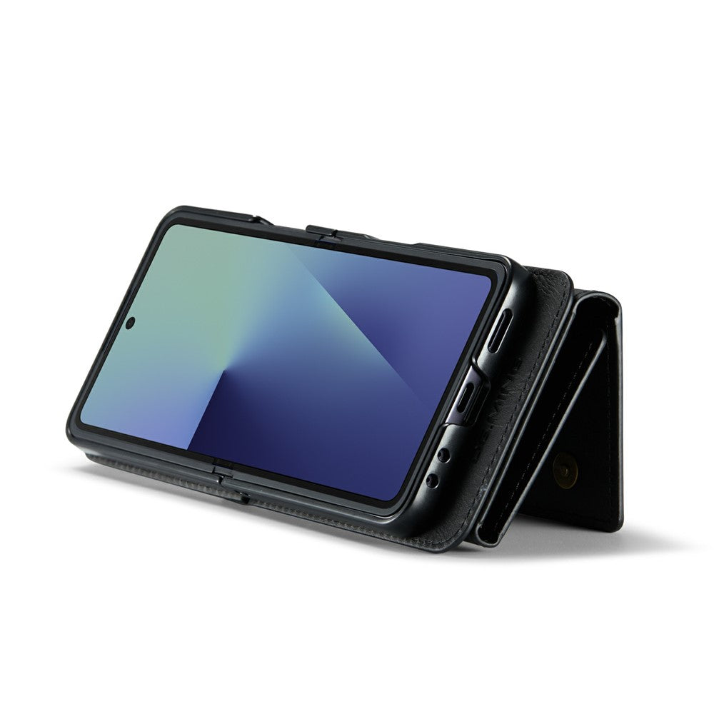 DG.MING M6 Series For Samsung Galaxy Z Flip7 5G Foldable Case PU + PC Phone Cover with Wallet  /  Shoulder Strap