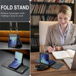 DG.MING M6 Series For Samsung Galaxy Z Flip7 5G Foldable Case PU + PC Phone Cover with Wallet  /  Shoulder Strap