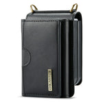 DG.MING M6 Series for Samsung Galaxy Z Flip6 5G / Z Flip7 FE 5G Foldable Case PU + PC Phone Cover with Wallet / Shoulder Strap