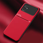 Back Protector for Xiaomi Poco M4 5G, Lines Imprinted PU Leather+TPU Hybrid Shell with Built-in Metal Sheet