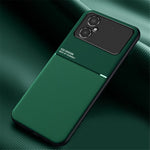 Back Protector for Xiaomi Poco M4 5G, Lines Imprinted PU Leather+TPU Hybrid Shell with Built-in Metal Sheet