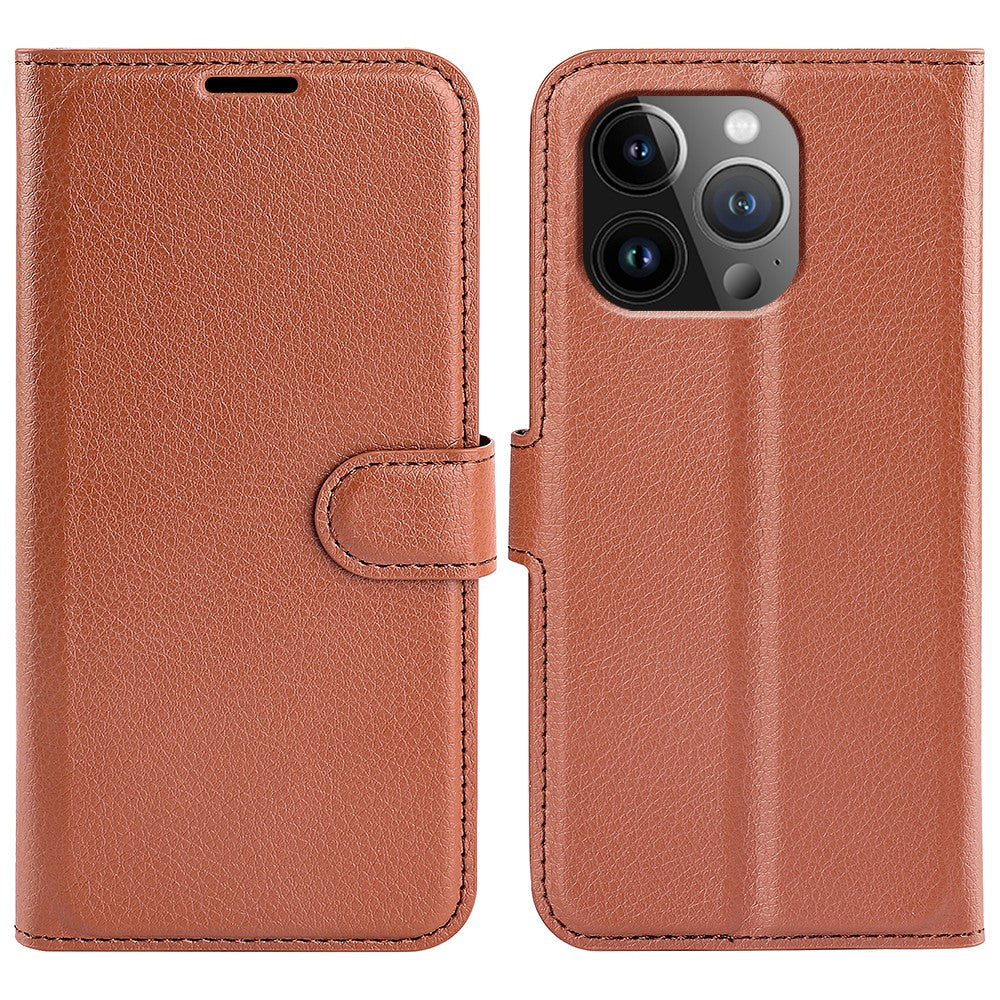 AMORUS For iPhone 14 Pro Max Wallet Case Litchi Texture Shockproof Leather Flip Stand Phone Cover