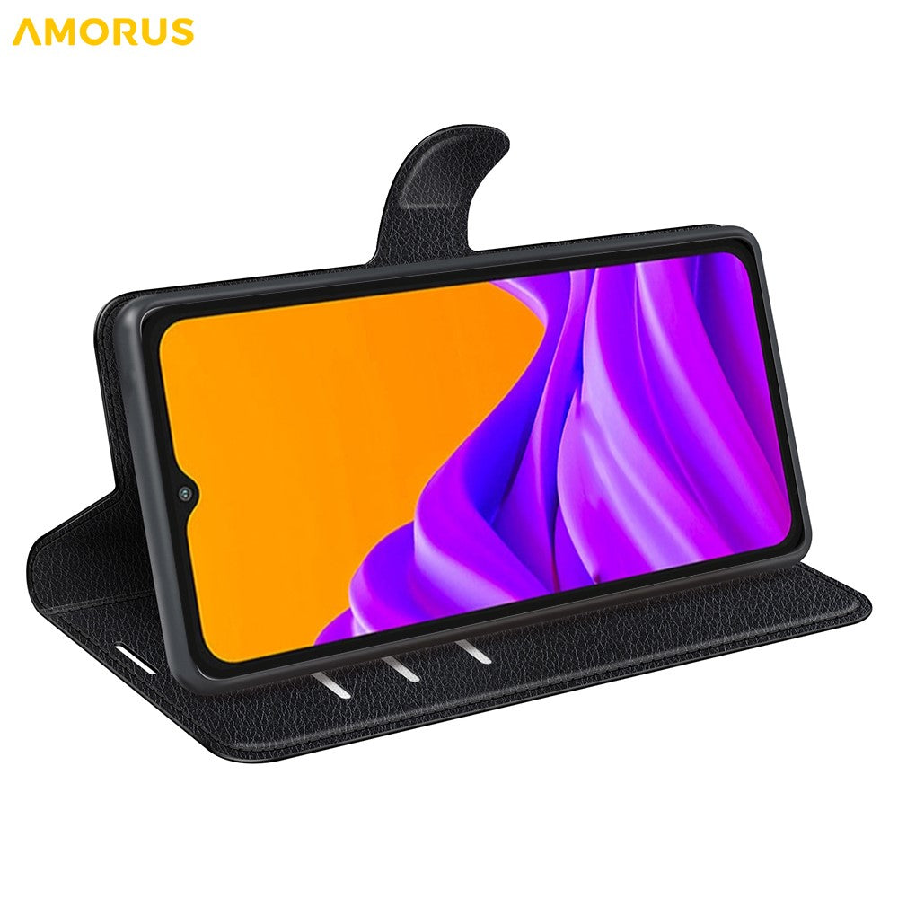 AMORUS Til Samsung Galaxy XCover7 Pro Wallet Etui Litchi Tekstur Stødsikkert Læder Flip Stand Telefon Cover