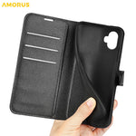 AMORUS Til Samsung Galaxy XCover7 Pro Wallet Etui Litchi Tekstur Stødsikkert Læder Flip Stand Telefon Cover
