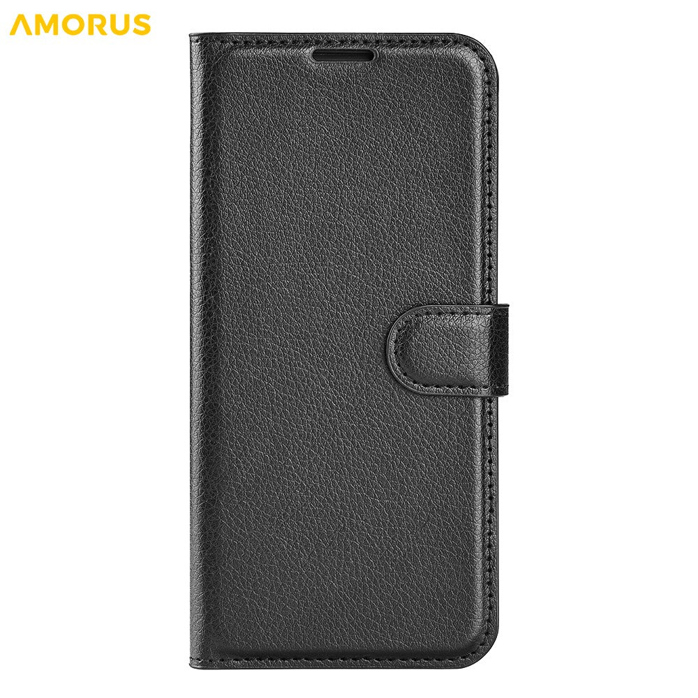 AMORUS Til Samsung Galaxy XCover7 Pro Wallet Etui Litchi Tekstur Stødsikkert Læder Flip Stand Telefon Cover