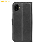 AMORUS Til Samsung Galaxy XCover7 Pro Wallet Etui Litchi Tekstur Stødsikkert Læder Flip Stand Telefon Cover
