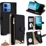 For Xiaomi Redmi 15C 4G (Global) (171mm) / Poco C85 4G (171mm) Leather Case Wallet Stand Cover Irregular Tail Style with Chain Strap