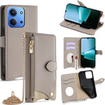 For Xiaomi Redmi 15C 4G (Global) (171mm) / Poco C85 4G (171mm) Leather Case Wallet Stand Cover Irregular Tail Style with Chain Strap
